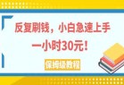 反复刷钱，小白急速上手，一个小时30元，实操教程