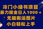 【全网首发】冷门小绿书暴力掘金日入1000＋，无脑搬运图片小白轻松上手