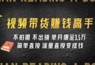 视频带货赚钱高手课程：不拍摄 不出镜 单月佣金3.5w 简单直接 流量直接变钱