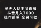 半无人找不同直播，月入7000+，操作简单，全民可做