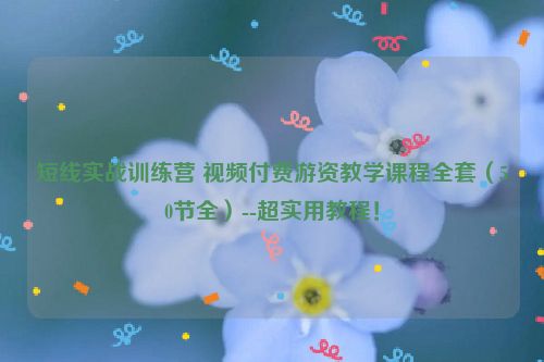 短线实战训练营 视频付费游资教学课程全套（50节全）--超实用教程！