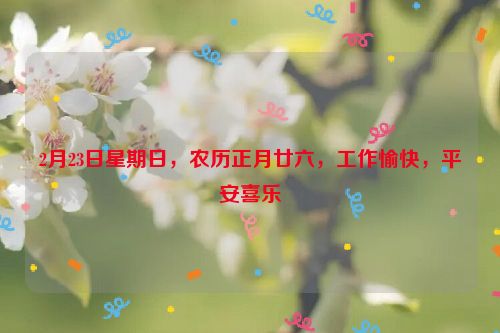 2月23日星期日，农历正月廿六，工作愉快，平安喜乐