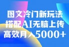 图文冷门新玩法，搭配AI无脑上传，高效月入5000+